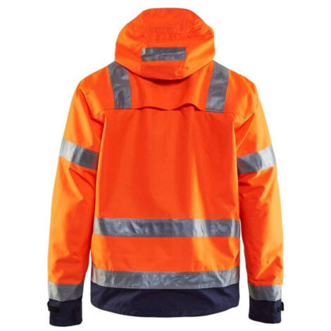 Giacca da lavoro ad alta visibilità 4837 - Arancione fluorescente/Blu navy XS