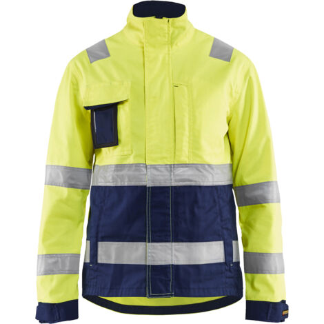 Giacca da lavoro alta visibilità donna 4903 - Giallo fluorescente/Blu navy S