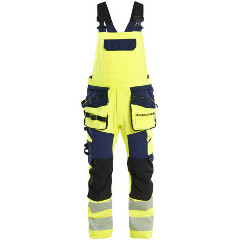 Giacca da lavoro con bretelle elastiche 4D alta visibilità 2626 - Giallo/Blu navy 44