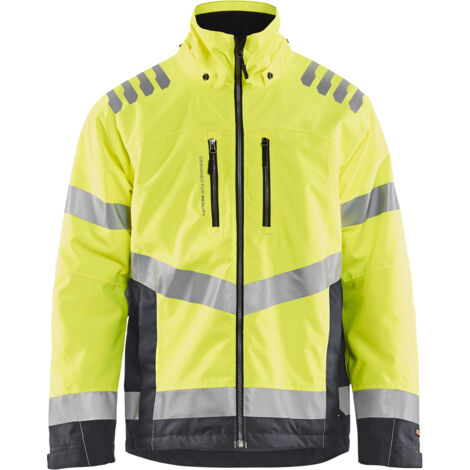 Giacca da lavoro foderata alta visibilità 4780 - Giallo fluorescente/Grigio medio 4XL