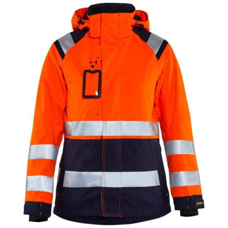Giacca da lavoro hardshell ad alta visibilità donna 4904 - Arancione fluorescente/Marine L