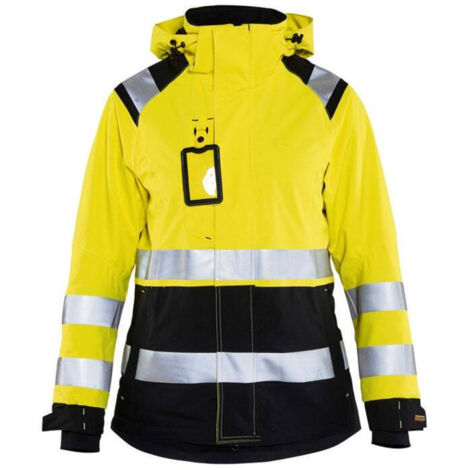 Giacca da lavoro hardshell ad alta visibilità donna 4904 - Giallo fluorescente/Nero XL