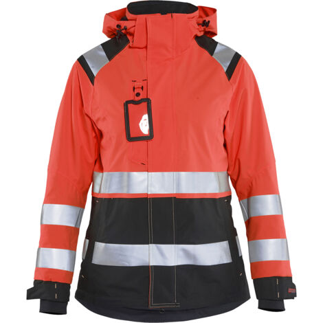 Giacca da lavoro hardshell ad alta visibilità donna 4904 - Rosso fluorescente/Nero XS