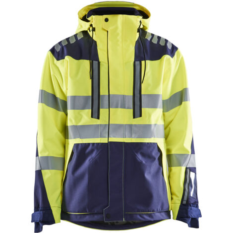 Giacca da lavoro hardshell stretch 2D alta visibilità 4496 - Giallo fluorescente/Marine 4XL