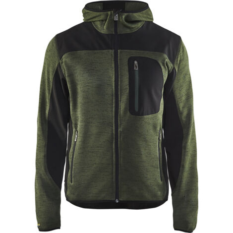 Giacca da lavoro in maglia con cappuccio 4930 - Verde militare/Nero L