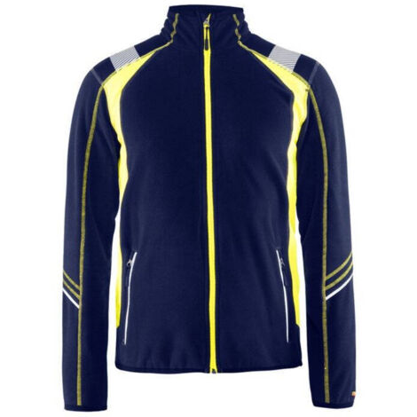 Giacca da lavoro in micropile con dettagli fluorescenti 4993 - Blu navy/Giallo fluorescente L