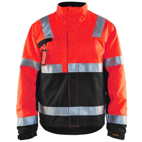 Giacca da lavoro invernale ad alta visibilità 4862 - Rosso fluorescente/Nero XXL