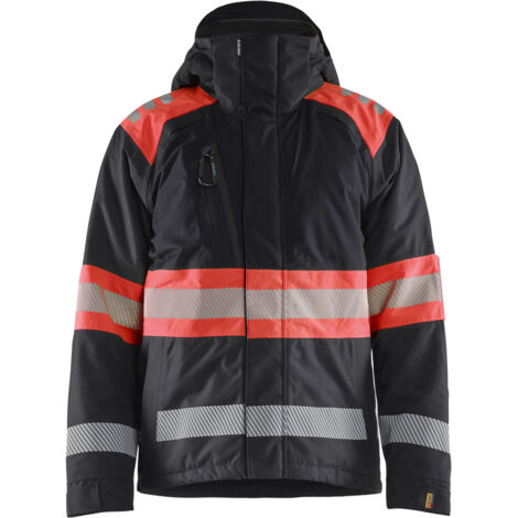 Giacca da lavoro invernale ad alta visibilità classe 1 4480 - Nero/Rosso fluorescente 4XL