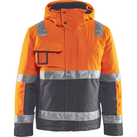 Giacca da lavoro invernale ad alta visibilità stretch 4870 - Arancione fluorescente/Grigio antracite 4XL