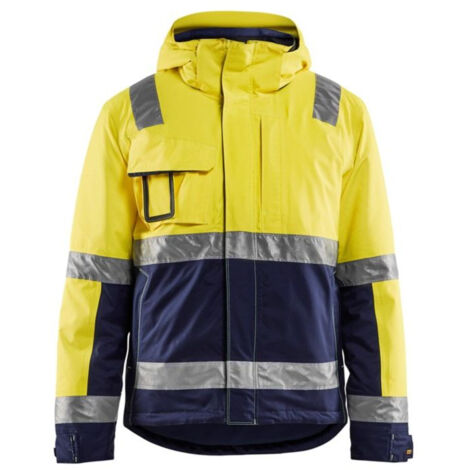 Giacca da lavoro invernale ad alta visibilità stretch 4870 - Giallo fluorescente/Marine 4XL