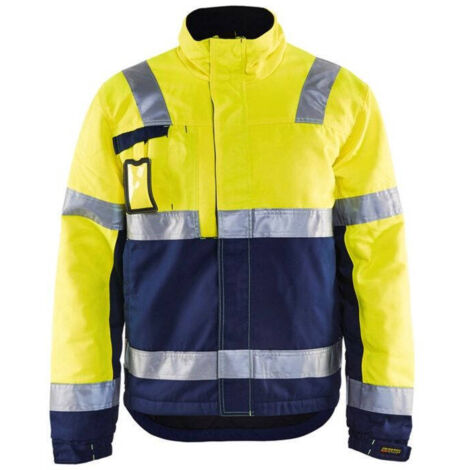 Giacca da lavoro invernale alta visibilità 4862 - Giallo fluorescente / Blu navy XXXL