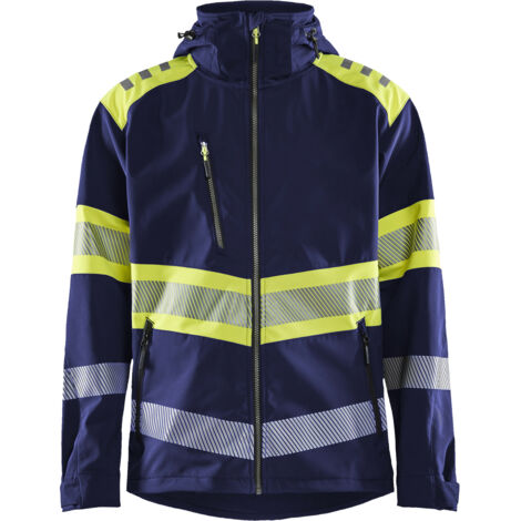 Giacca da lavoro softshell alta visibilità 4494 - Blu navy/Giallo fluorescente XXXL