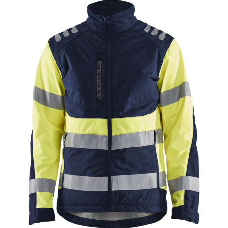 Giacca da lavoro softshell alta visibilità 4497 - Blu marino/Giallo fluorescente XS