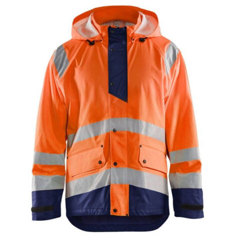 Giacca impermeabile ad alta visibilità livello 1 4323 - Arancione fluorescente/Marine XS