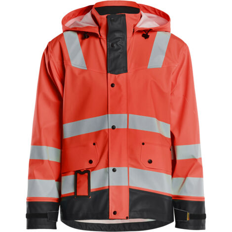 Giacca impermeabile ad alta visibilità livello 2 4302 - Rosso fluorescente/Nero L