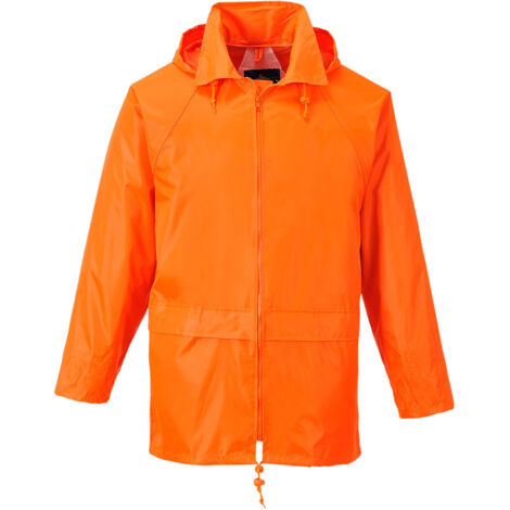 Giacca Impermeabile con Cappuccio Arancio S