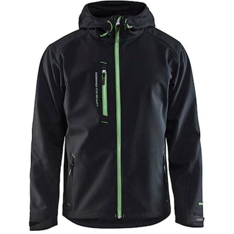 Giacca da lavoro softshell con cappuccio 4949 - Nero/Verde M