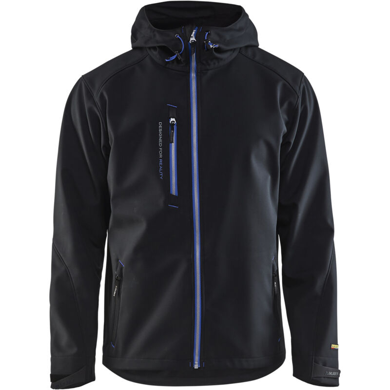 Giacca da lavoro softshell con cappuccio 4949 - Nero/Blu reale L