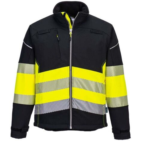 Giacca Softshell PW3 Alta Visibilità Classe 1 Nero/Giallo 4XL
