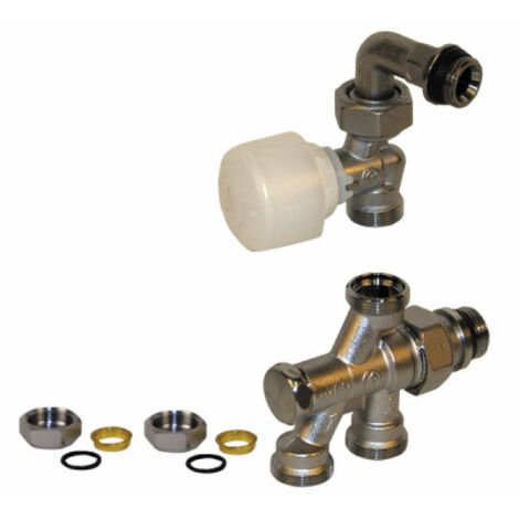 Giacomini – Corps thermostatisable 4 voies 1/2'X16 – Robinet monotube à passage inversé – Entraxe 35 mm – R436IX052