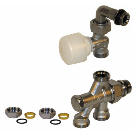 Giacomini – Corps thermostatisable 4 voies 1/2'X16 – Robinet monotube avec douille auto-étanche – Adaptateurs pour canne R194 inclus – R436IX043