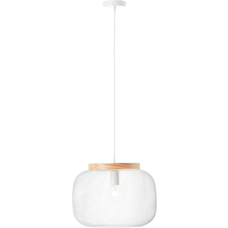 Giada Pendelleuchte, E27, Durchmesser 39 cm, weißes Metall und Holz, Brilliant BRILLIANT