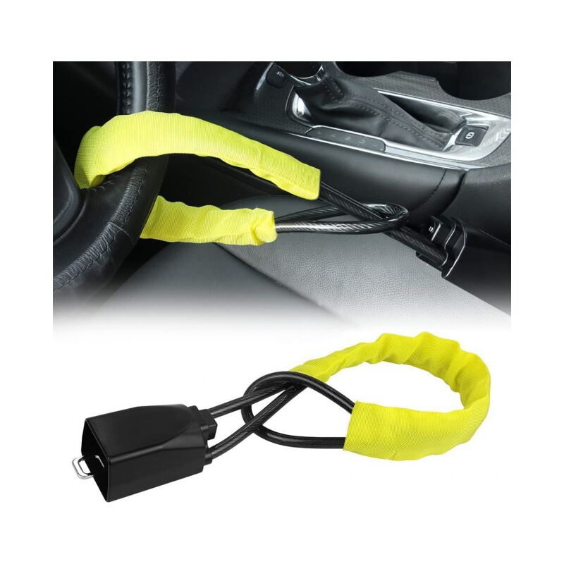 Image of Giallo) Antifurto per volante auto, antifurto per auto, protezione antifurto universale per veicoli, camper, furgoni, camion, suv, resistente,