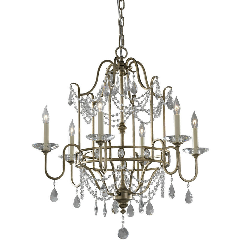 Gianna - 6 Light Chandelier Silver Finish, E14 - Elstead
