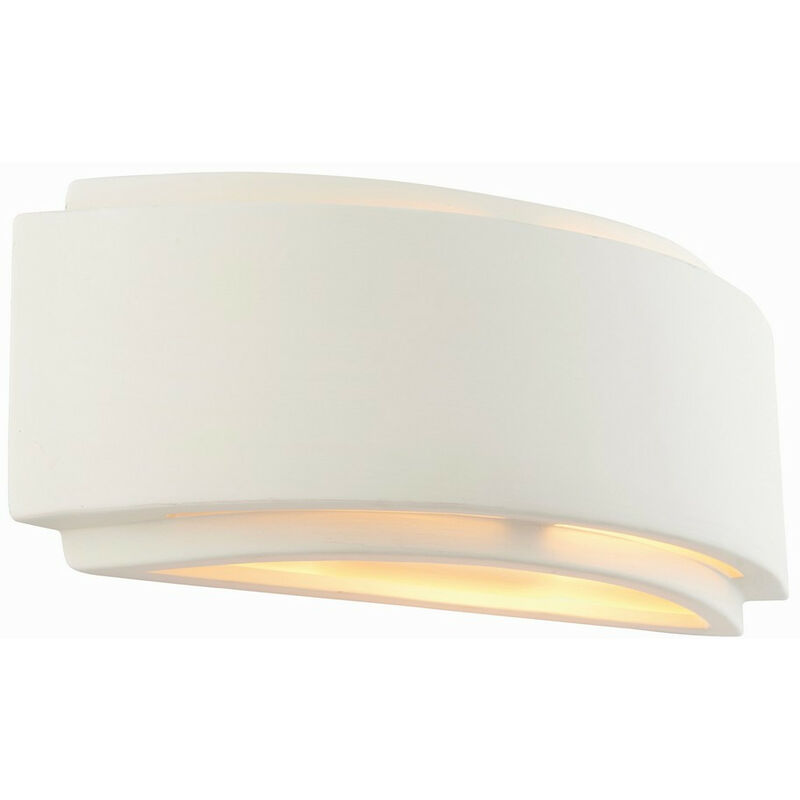 Endon - Lighting Gianna - Wall Lamp Unglazed Ceramic & Gloss White Paint 1 Light Dimmable IP20 - E14