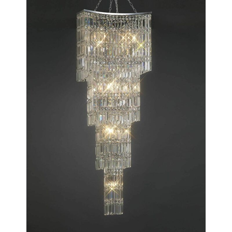 09diyas - Gianni Tall 11 Bulb pendant lamp polished chrome / crystal