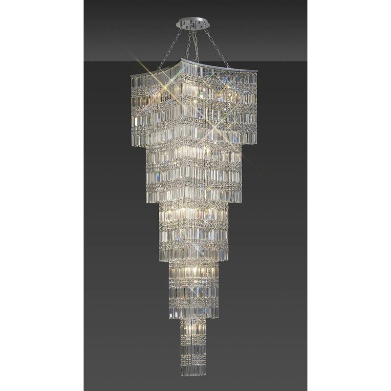 Gianni Tall 15 Bulbs pendant lamp polished chrome / crystal