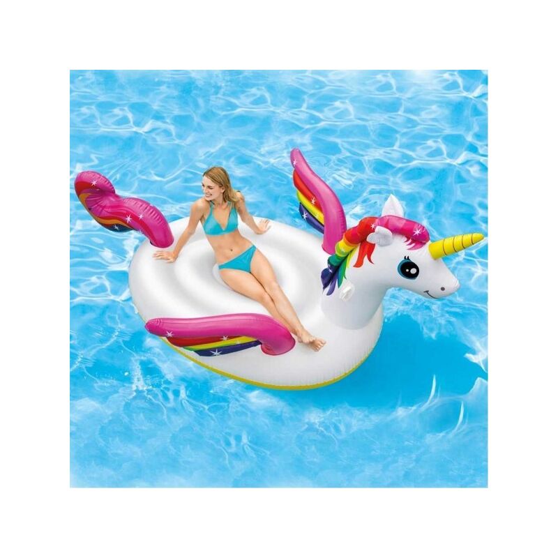 Hinchable Gigante Unicornio Isla Playa Colchoneta Piscina 287 X 193 X 165 Cm