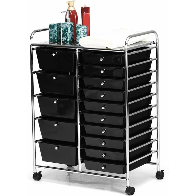 Caisson À Tiroirs Sur Roulettes Rangement Bureau 6 Tiroirs 69x28x41cm En  Acier Gris à Prix Carrefour