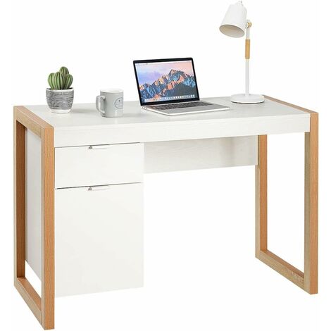 Balaur - bureau informatique d'angle chambre/bureau 155x85x77 cm - 3  tiroirs - table ordinateur multi-rangements - sonoma - Conforama