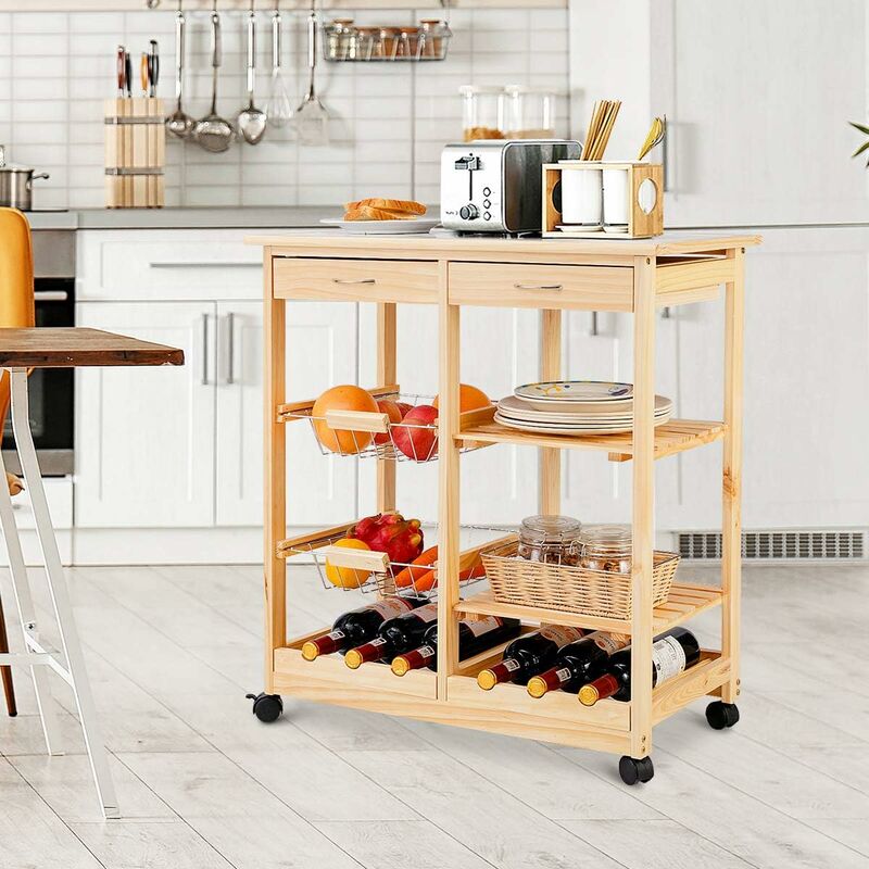 Costway Carrello multifunzionale con 3 livelli a rete, Carrello di