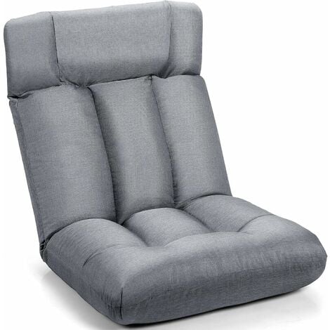 Giantex Chaise de sol, fauteuil de sol rembourré, pliable, coussin de sol réglable sur 5 niveaux avec dossier, charge jusqu'à 150 kg, fauteuil de méditation (gris)