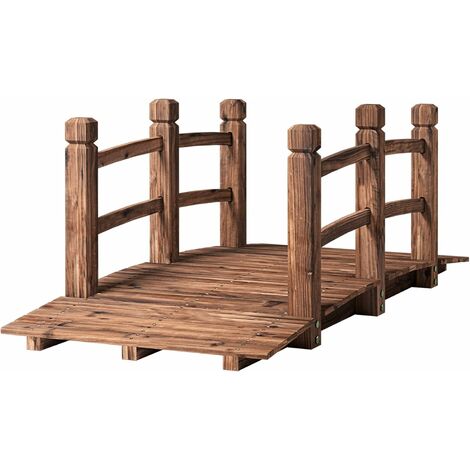 GIANTEX Gartenbrücke aus karbonisiertem Holz, Teichbrücke, Aussendekoration, 150 x 67 x 55 cm, maximale Traglast 100 kg