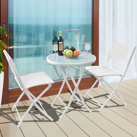 GIANTEX Mesa auxiliar de polirratán, mesa de jardín, resistente a la  intemperie, plegable, mesa de balcón