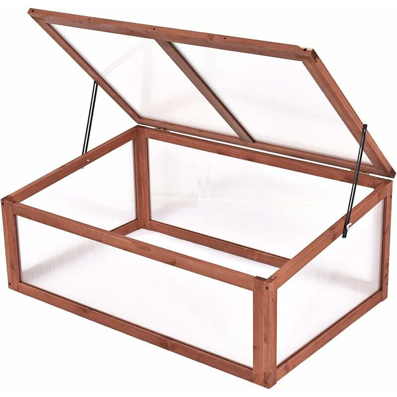 Giantex - Mini serre en bois, serre de balcone, serre en polycarbonate transparent, petite serre pour plantes, serre visible, selière à balcone, 100