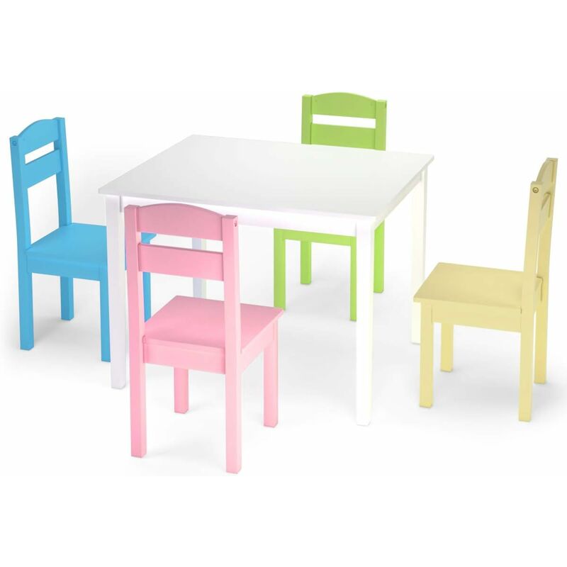 Giantex - Multistore 2002 Ensemble table et 4 chaises pour enfant en pin Multicolore