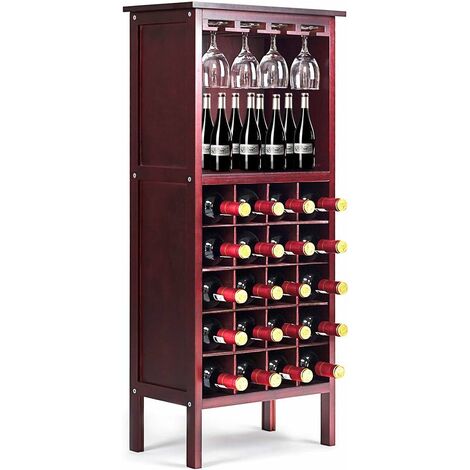 Portabottiglie da Tavolo Scaffale per Vino GIANTEX Portabottiglie da Vino Vintage Cantinetta in Legno Marrone Portavino a 3 Ripiani 59 x 45 x 20 cm Capacità di 10 Bottiglie 