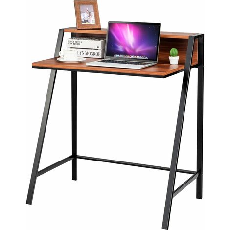 GIANTEX Schreibtisch mit Monitorstaender & Ablage, Computertisch / PC-Tisch Bürotisch mit Metallrahmen, Arbeitstisch für Arbeitzimmer Büro