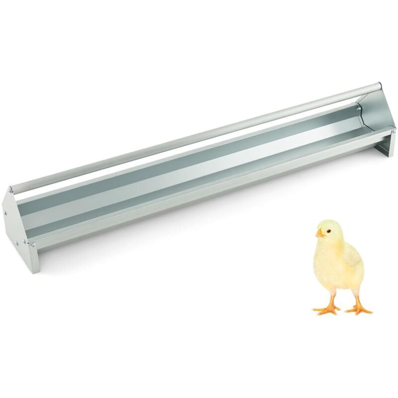 Costway Mangeoire Poules Portable, Mangeoire à Poulet en Galvanisé 15 l pour 12 Poulet, Trous de Drainage, Tige Rotative, Mangeoire à Volaille,Facile