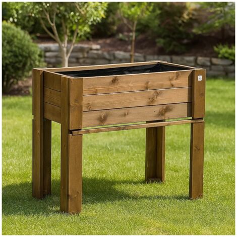Giardiniera Fioriera rialzata da esterno in legno GardenBox color castagno 81 x 44 x 80 cm