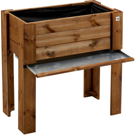 Giardiniera per Fiori e Piante Rialzata 81x44xh80 cm in Legno FSC Castagno