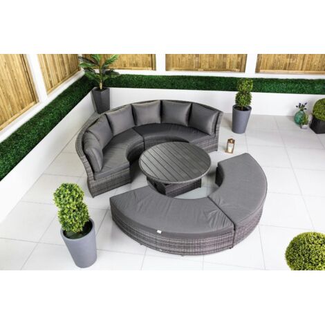 GIARDINO 2-in-1 Round Rattan Garden Furniture Sofa Daybed Set