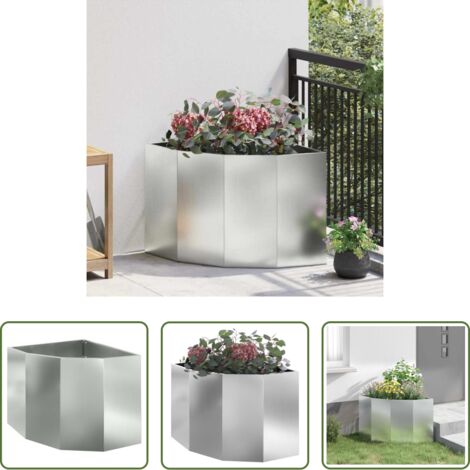Giardino esterno -  Vaso d'angolo Argento 60 x 60 x 50 cm Acciaio zincato