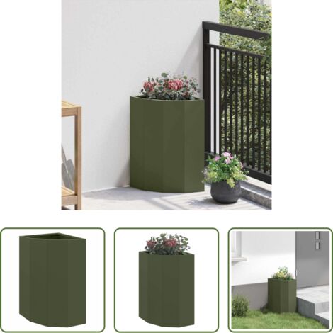 Giardino esterno -  Vaso d'angolo Oliver verde 30 x 30 x 50 cm Acciaio