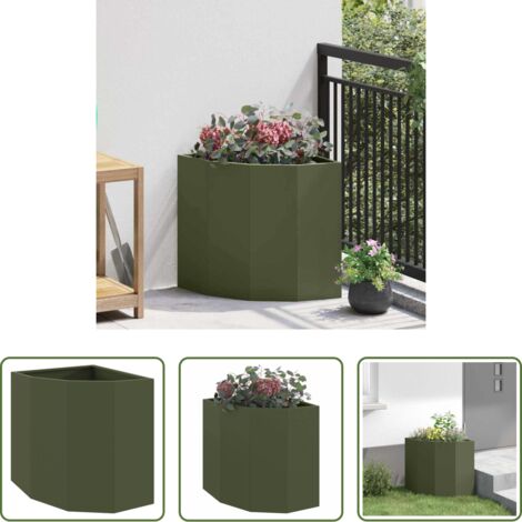 Giardino esterno -  Vaso d'angolo Oliver verde 45 x 45 x 50 cm Acciaio