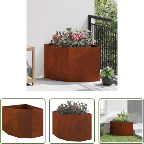 Giardino esterno -  Vaso d'angolo Ruggine 60 x 60 x 50 cm acciaio corten